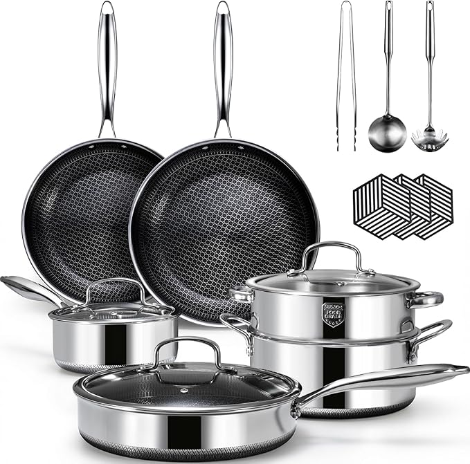 USELUCK Hybrid Nonstick Cookwre Set, frying pan, sauce pan, Dishwasher-Friendly by useluck