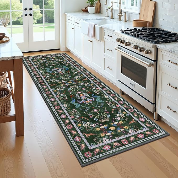 HEBE Washable Hallway Runner Rug 2'x 6' Non Slip Kitchen Rugs Runner, Low Pile - Image 9
