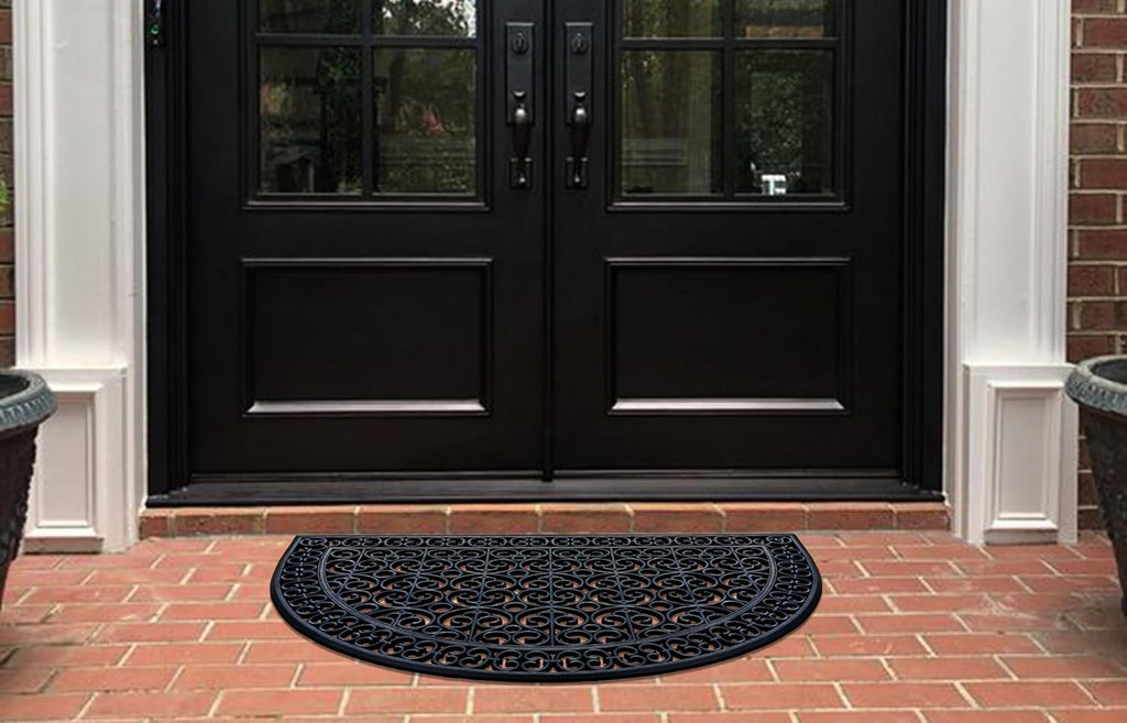 A1 Home Collections 18-LB Heavy Duty Rubber Doormat 30"×48" - Won't Blow Away | Outside Front Door Mat, Mud Dirt Scraper, Non-Slip Drainage Mat for Entryway Patio Garage, All-Weather, 100% Rubber Mats