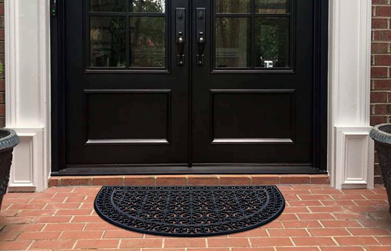 A1 Home Collections 18-LB Heavy Duty Rubber Doormat 30"×48" - Won't Blow Away | Outside Front Door Mat, Mud Dirt Scraper, Non-Slip Drainage Mat for Entryway Patio Garage, All-Weather, 100% Rubber Mats