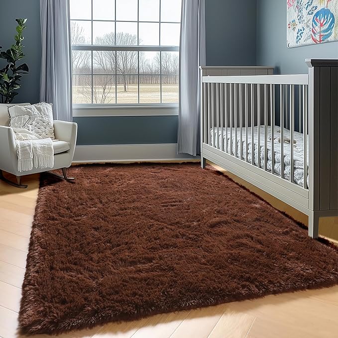 ONASAR Brown Rugs for Living Room Bedroom, 5x8 Fluffy Bedside Area Rug - Image 7