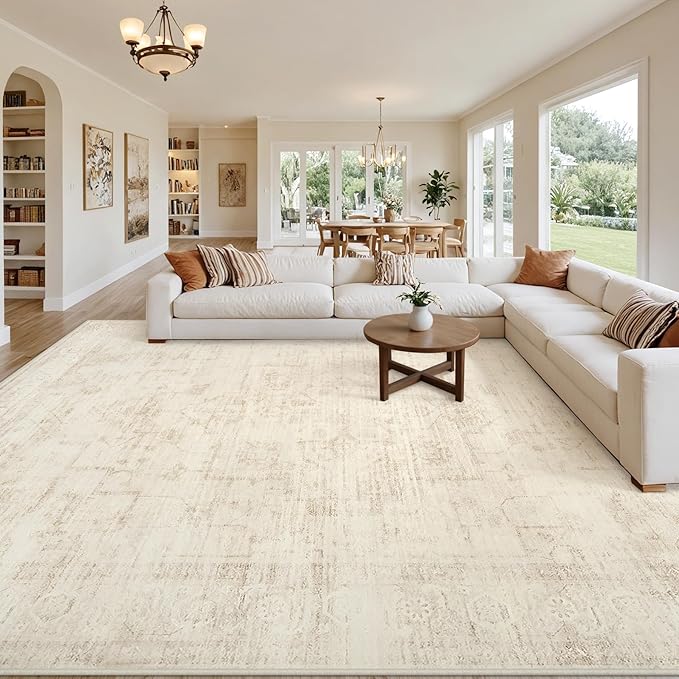 8x10 Area Rugs for Living Room: Vintage Boho Neutral Washable Rug Indoor Soft - Image 8