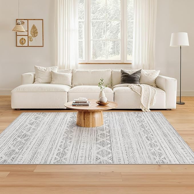 Nakagishi 4x6 Area Rugs Living Room: Washable Boho Large Neutral Soft Farmhouse - Image 3