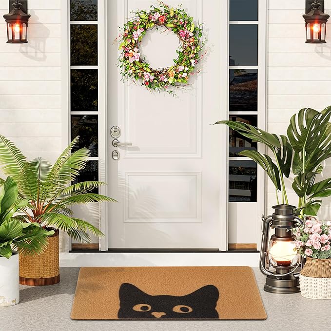 UINI Door Mat Outdoor Indoor Welcome Mats, Cute Cat Front Doormat, Non Slip - Image 5