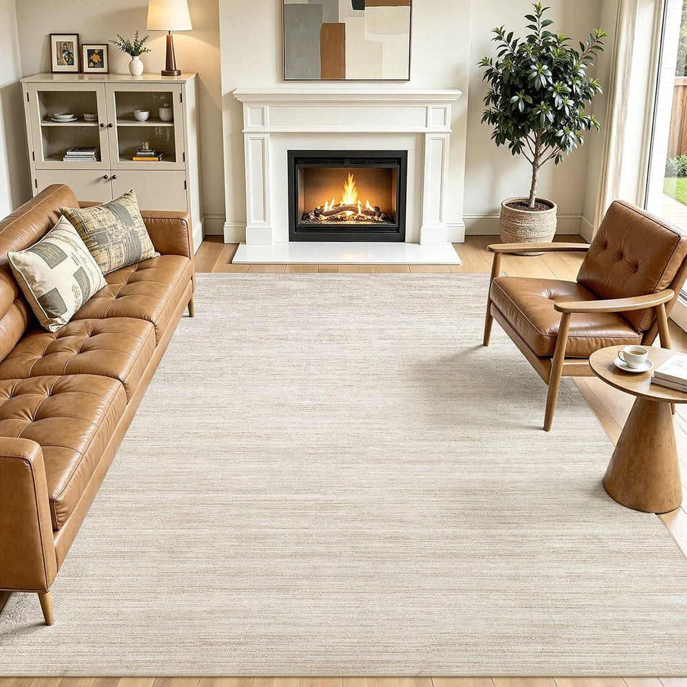 9x12 Area Rug Living Room Washable Rugs, Abstract Beige