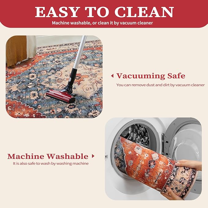 SERISSA 2x4 Boho Rugs for Entryway, Washable Non-Slip Kitchen Runner Rug - Image 3