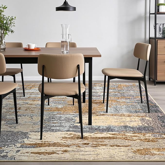 Toneed Abstract Area Rug Modern Washable Rug Soft Non Slip Rug Low Pile - Image 3