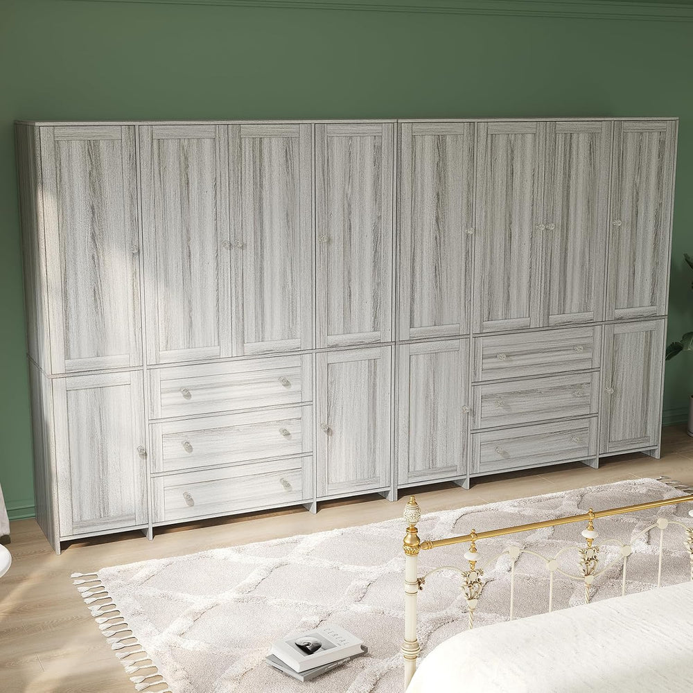 VOWNER 71" Armoire Wardrobe Closet with Drawers and Mirror, 6 Doors