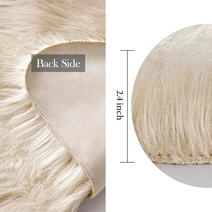 MIULEE Luxury Super Soft Fluffy Area Rug Faux Fur Sheepskin Rug Decorative - Image 2