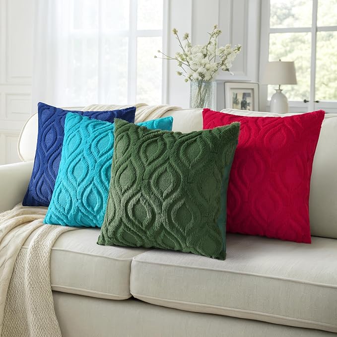 decorUhome Summer Throw Pillow Covers 18x18 Inch Set of 2, Soft Plush Faux Wool - Image 5