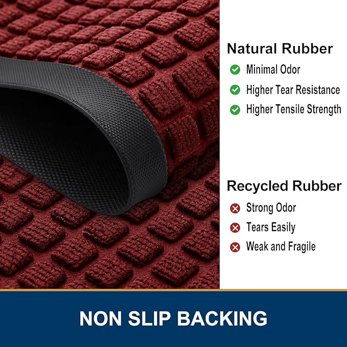 Smiry Front Door Mat Outside Entrance, Heavy Duty Natural Rubber Doormat - Image 4
