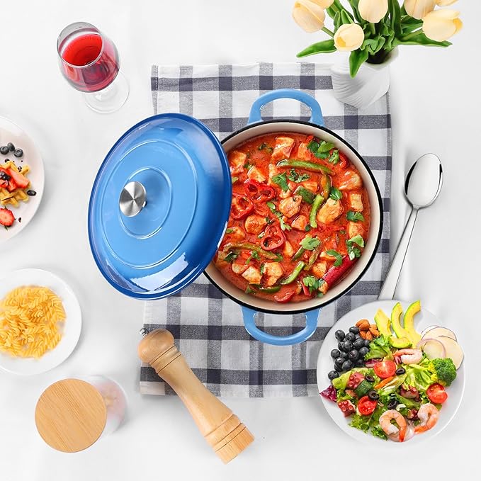 P&P CHEF 6QT Enameled Dutch Oven, Cast Iron Dutch Oven Pot - Image 8
