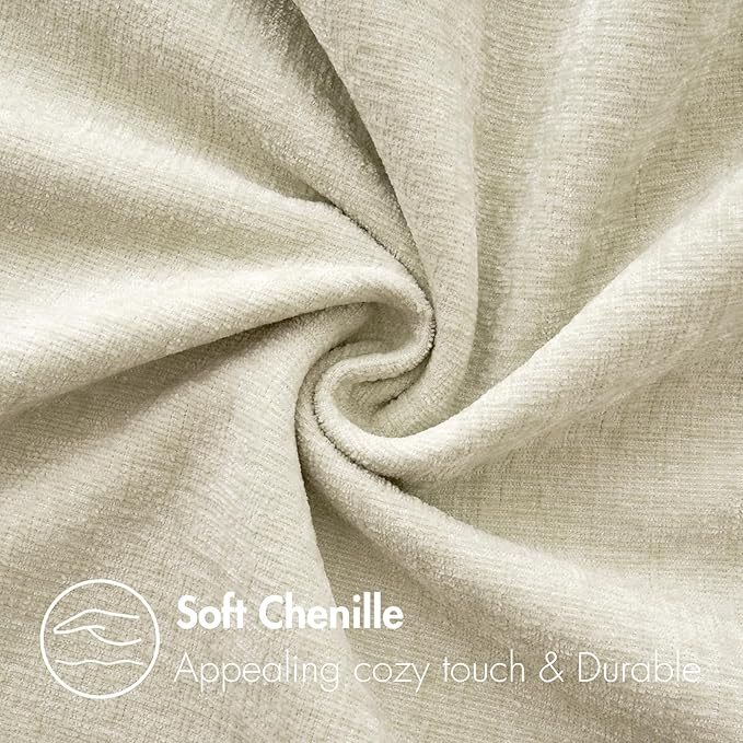 MIULEE Pack of 2 Cream Throw Pillow Covers 12x20 Inch Soft Chenille Lumbar - Image 2
