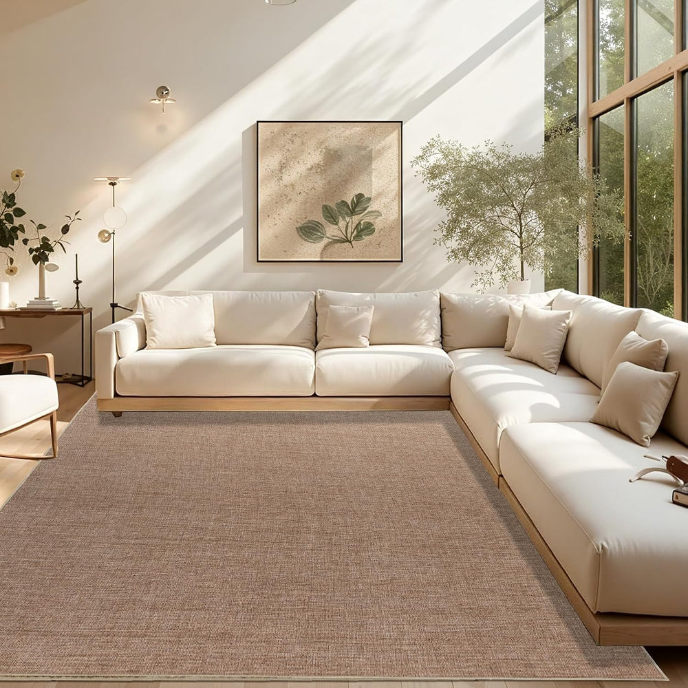 6×9 Easy Jute Rug Washable Rugs Low Pile Outdoor Indoor Farmhouse Neutral Non...