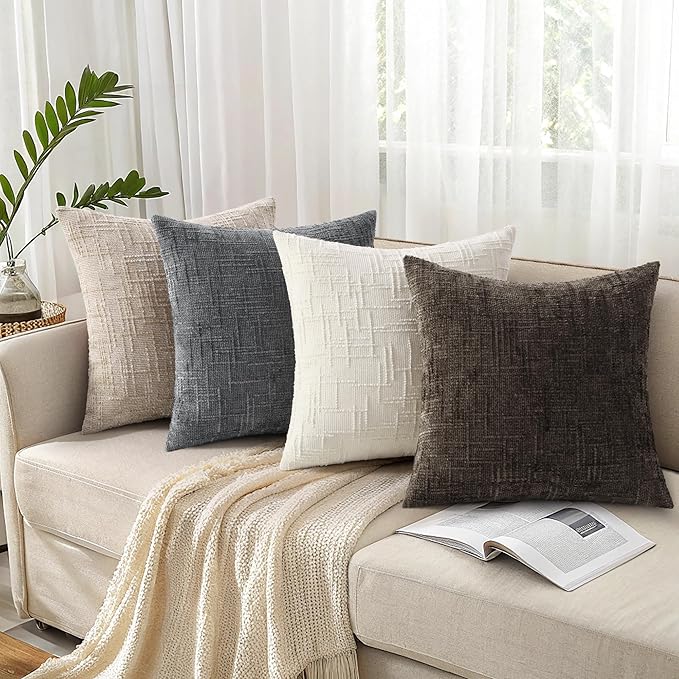 decorUhome Dark Brown Chenille Euro Sham Throw Pillow Covers 26x26 Set of 2 - Image 7