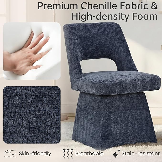 VKNOW Upholstered Swivel Dining Chairs Set of 2, Modern Dining Room Chairs wi...