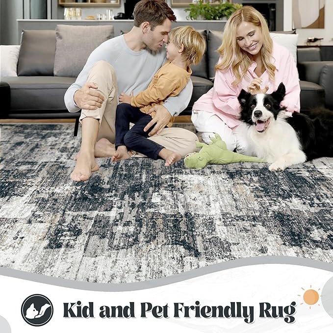 2x7 Runner Rug for Hallway, Washable Modern Abstract Runner Rugs Neutral Soft - Image 6