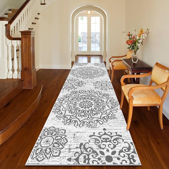 HEBE Hallway Runner Rug 3'x10' Washable Vintage Distressed Area Rugs Non Slip - Image 8