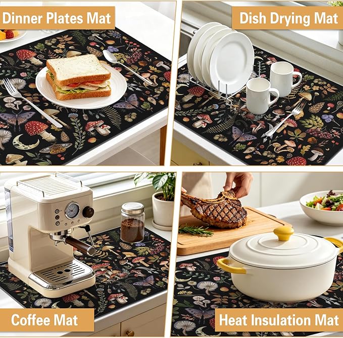 Kitchen Countertop Dish Drying Mat, Super Absorbent Coffee Bar Mat - Image 6