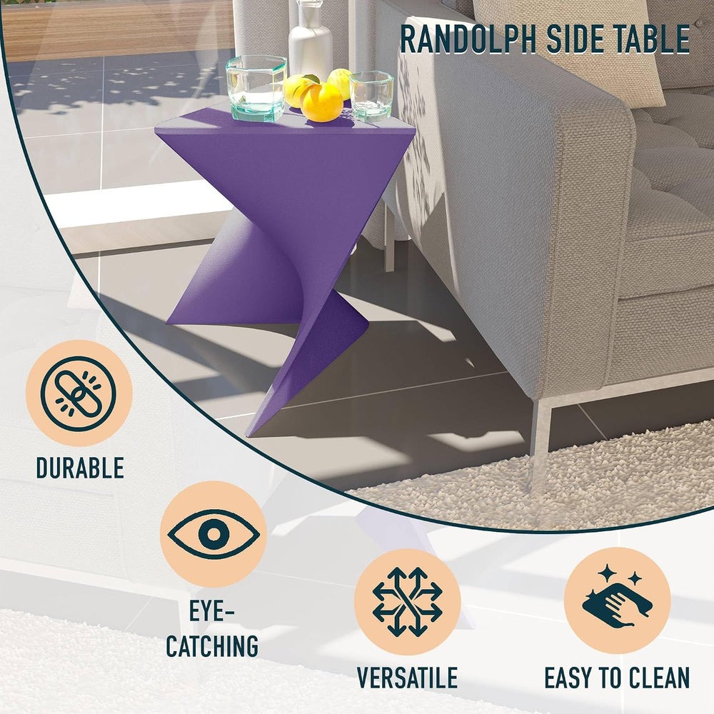 LeisureMod Modern Purple Accent Side Table - Stylish Side Vanity Table for Be...