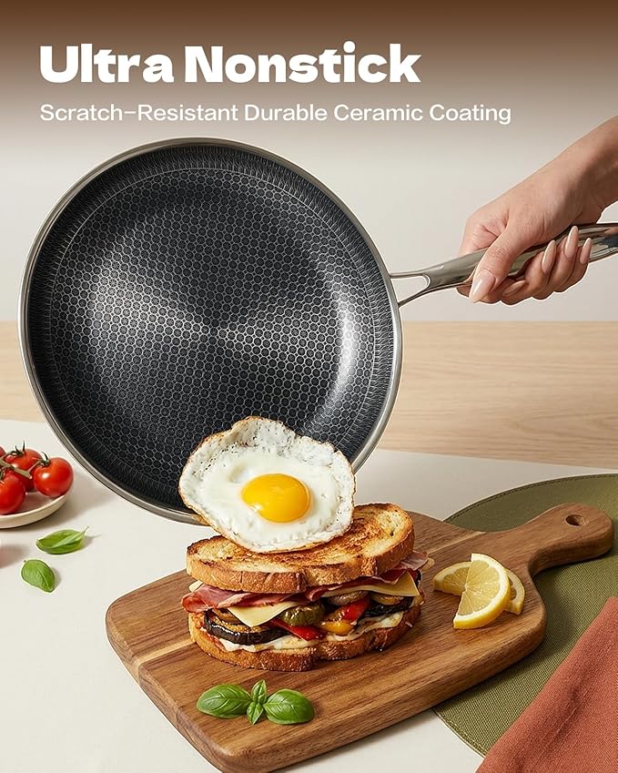 USELUCK Hybrid Nonstick Cookwre Set, frying pan, sauce pan, Dishwasher-Friendly - Image 6
