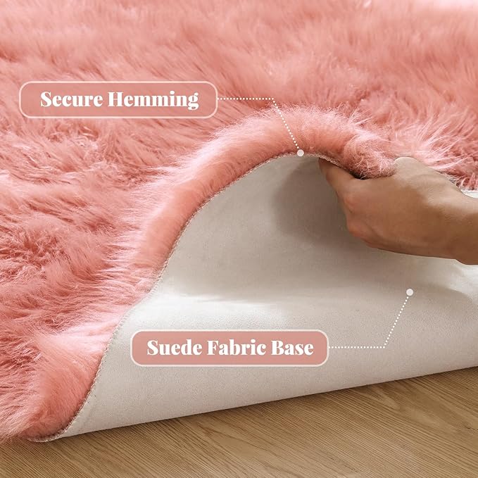 ORINOVA Pink Faux Sheepskin Fluffy Fur Rugs - Image 2