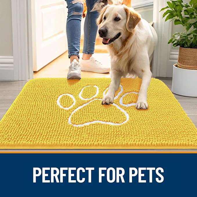 OLANLY Dog Door Mat for Muddy Paws 30x20, Paw Print Design, Absorbs Moisture - Image 6