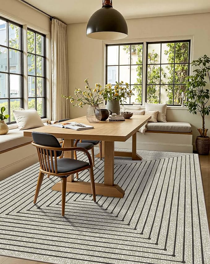 Latte&Fog 5x7 Area Rugs for Living Room Bedroom, Boho Non Slip Low Pile Carpet - Image 4