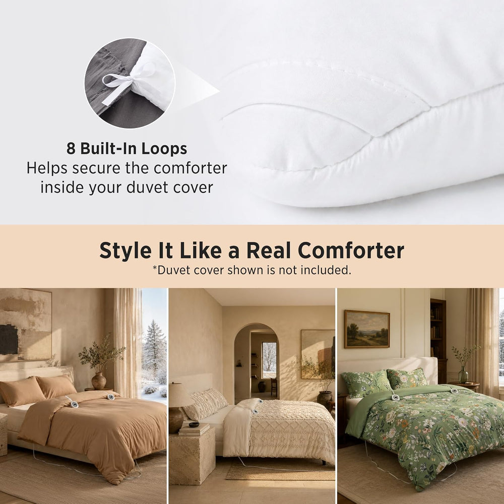 Bedsure HeatX Heated Blanket Queen, Thick Heated Comforter Duvet Insert