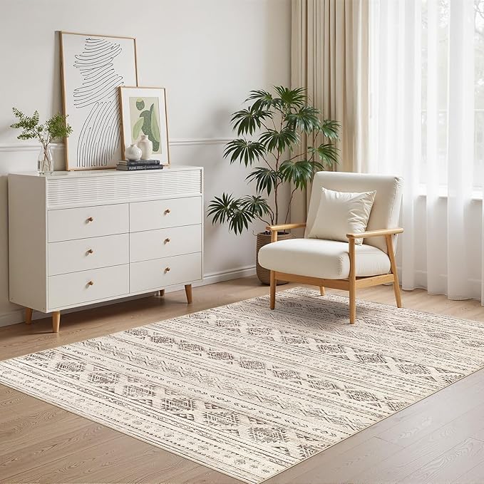 Nakagishi Area Rug Living Room Rugs: 4x6 Soft Machine Washable Boho Neutral - Image 2