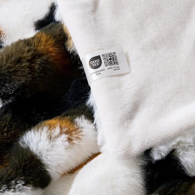 Cozy Bliss Cow Print Faux Fur Throw Blanket - Image 5