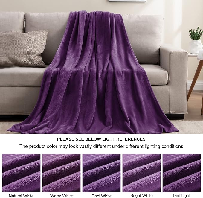 BEDELITE Fleece Blankets Queen Size Purple Throw Blankets - Image 4