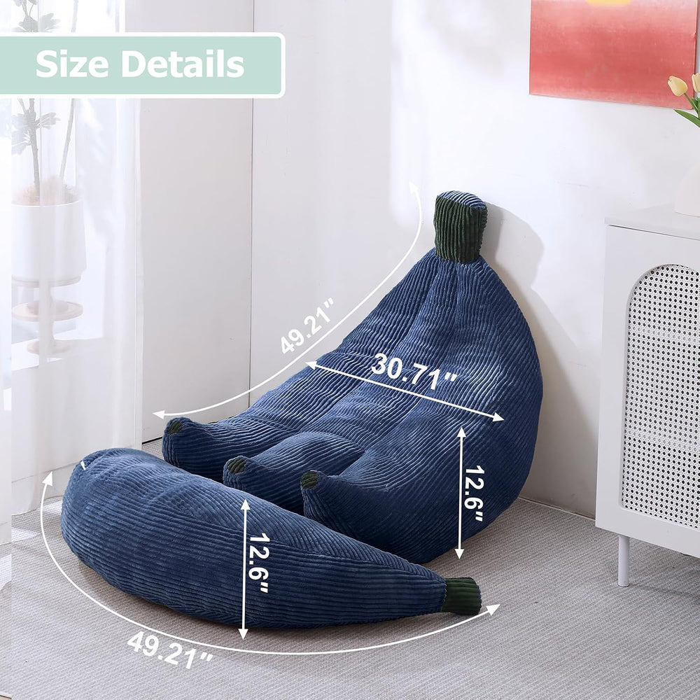 Banana Chaise Lounge Sofa Chair for Living Room, Bean Bag Chair with Ottoman,...