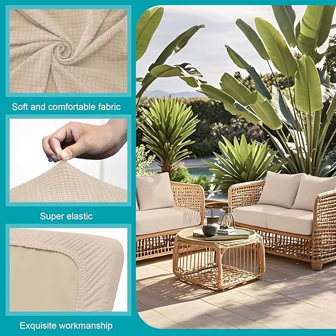 14Pcs Stretch Patio Cushion Covers, Outdoor Couch Covers Replacement, Outdoor - Image 3