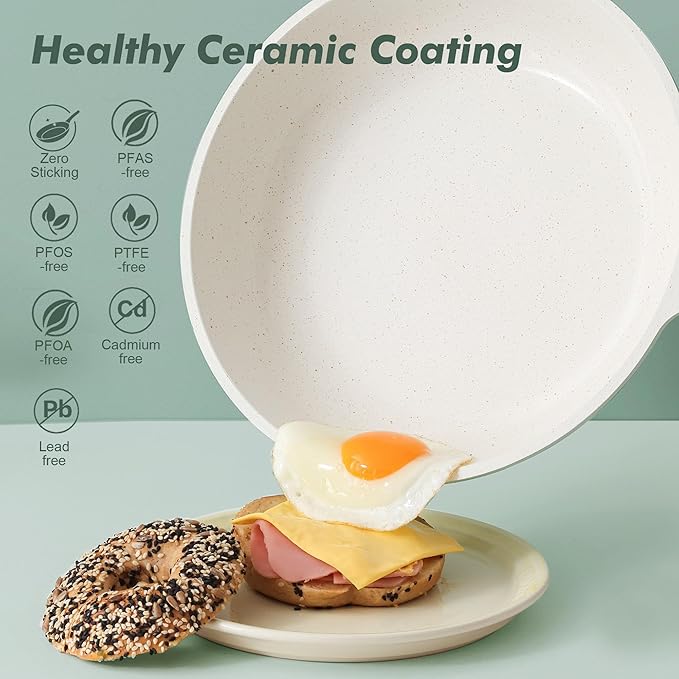 SENSARTE Nonstick Ceramic Frying Pan 12.5-Inch, Healthy Non Toxic Skillet - Image 2
