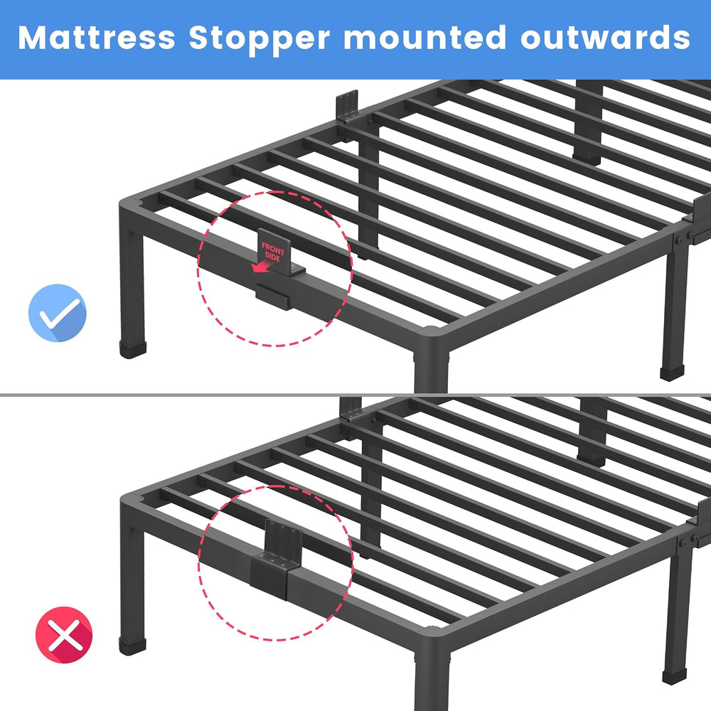 MAF 14 Inch Full Size Metal Platform Bed Frame with Round Corner Legs