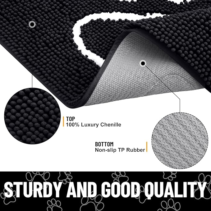 Smiry Dog Door Mat for Muddy Paws, Absorbent Dirt Trapper Non Slip Quick Dry - Image 2