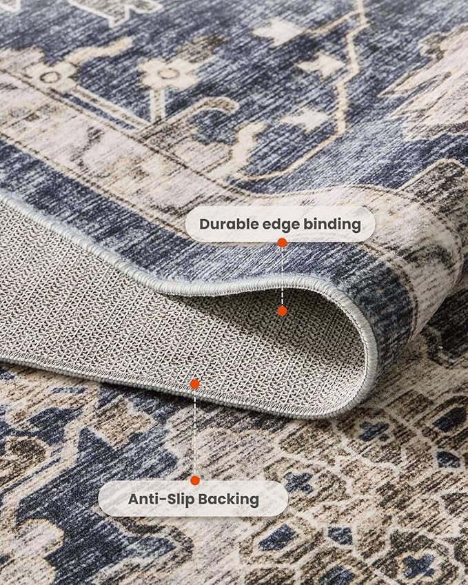 AMADA HOMEFURNISHING 9x12 Washable Area Rug, Low-Profile Large Area Rug - Image 7
