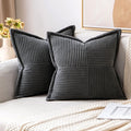 MIULEE Dark Grey Corduroy Decorative Euro Sham Pillow Covers 24x24 Inch by MIULEE