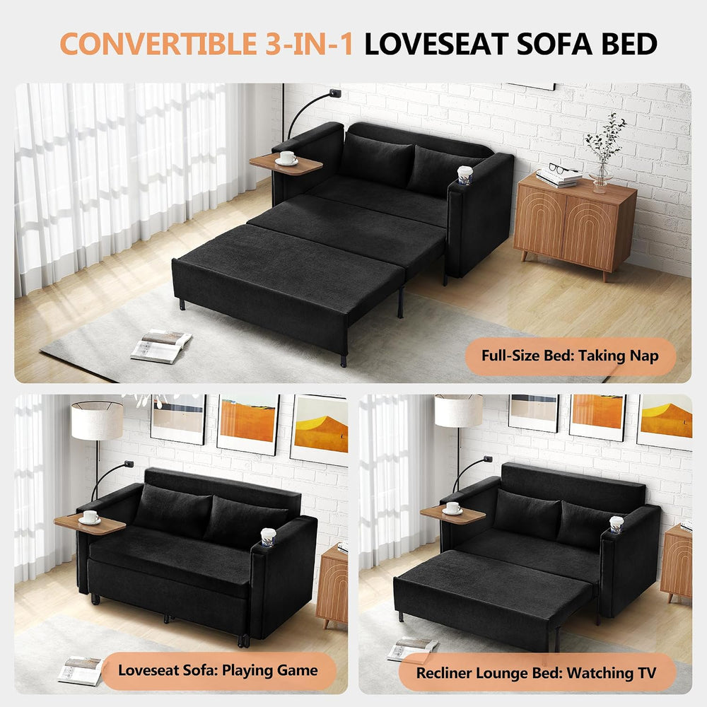 3-in-1 Convertible Sleeper Sofa Couch with Pullout Bed, Loveseat Sleeper Sofa...