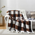 PU MEI Sherpa Blanket Full/Queen Plaid Thick Bed Blanket, 90”*80” Super Soft by HOME