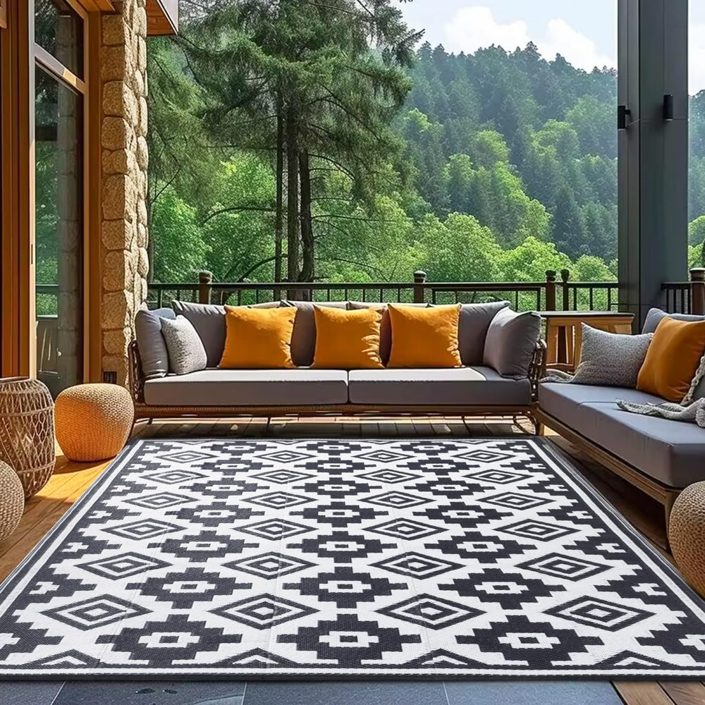 Shilucheng 8x10 ft Outdoor Rug for Patio, Modern Waterproof Area Rug