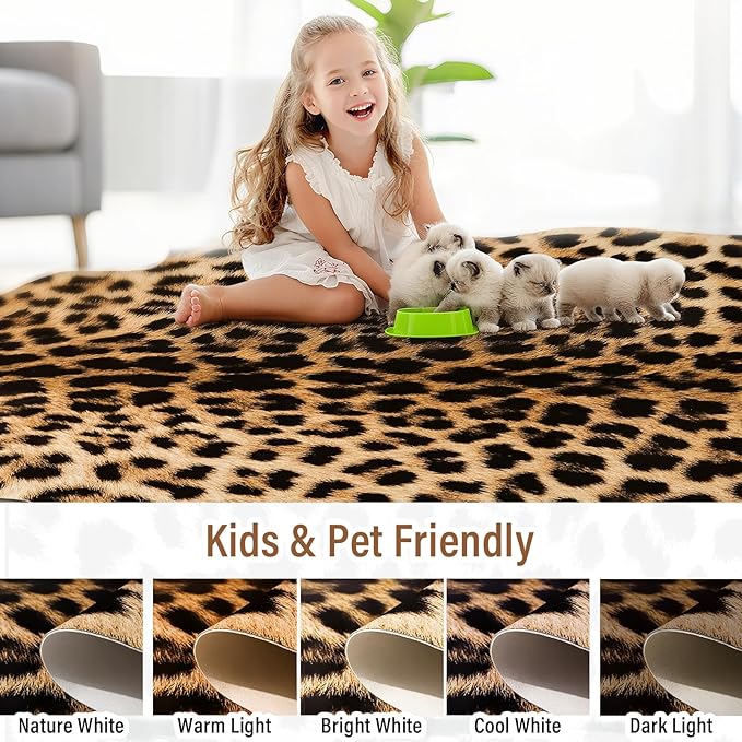 AROGAN Premium Leopard Print Rug 8x10 Feet, Machine Washable Faux Fur Cheetah - Image 7