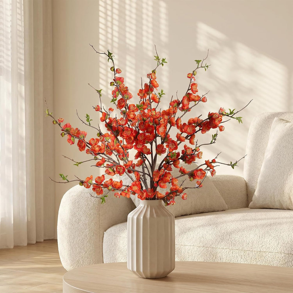 4PCS Cherry Blossom Branches Artificial Plum Blossom Fake Flowers Silk Flower...