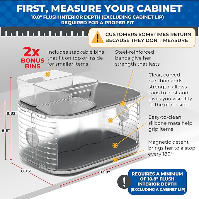 Mighty Susan 2-Tier Lazy Susan Pantry Organizer – Steel Reinforced Turntable - Image 2