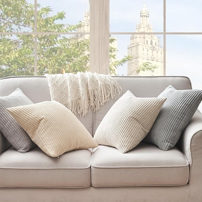 Topfinel 4 Packs Neutral Decorative Throw Pillows Covers 16x16 Inch - Image 4