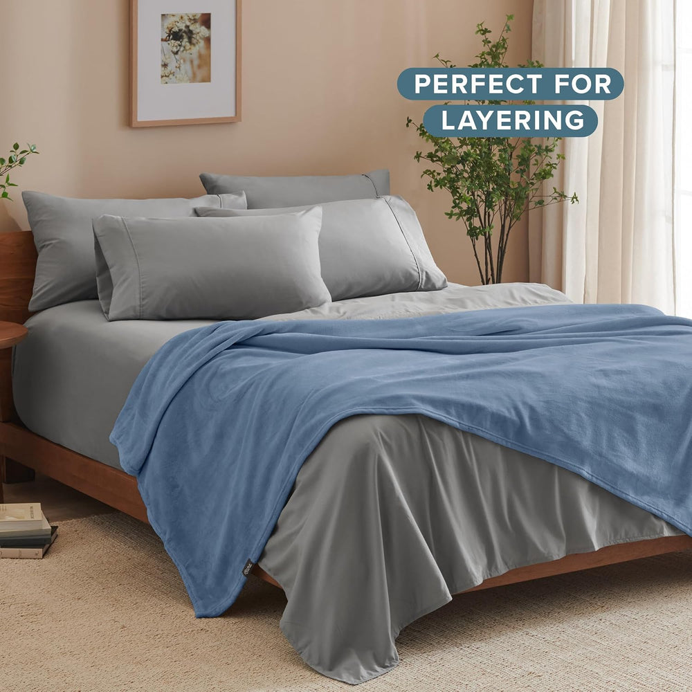 Bare Home Fleece Blanket Luxury Microplush (Full/Queen, Coronet Blue)