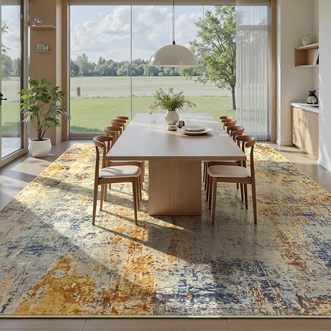 Ompaa Living Room Rug 6x9 Beige Area Rug Machine Washable Boho Rug Non Slip - Image 3