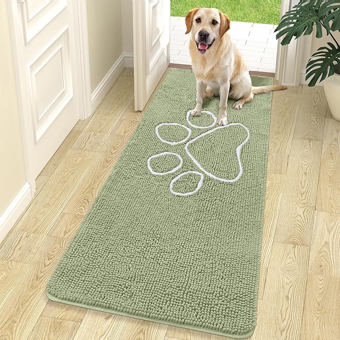 OLANLY Dog Door Mat for Muddy Paws 70x24, Paw Print Design, Absorbs Moisture by OLANLY