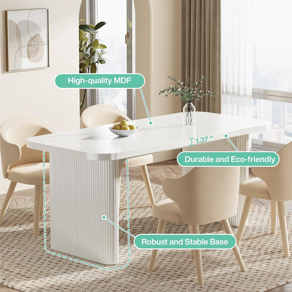 Tribesigns Dining Table for 4-6, Rectangular Wood Kitchen Tables with Double ...